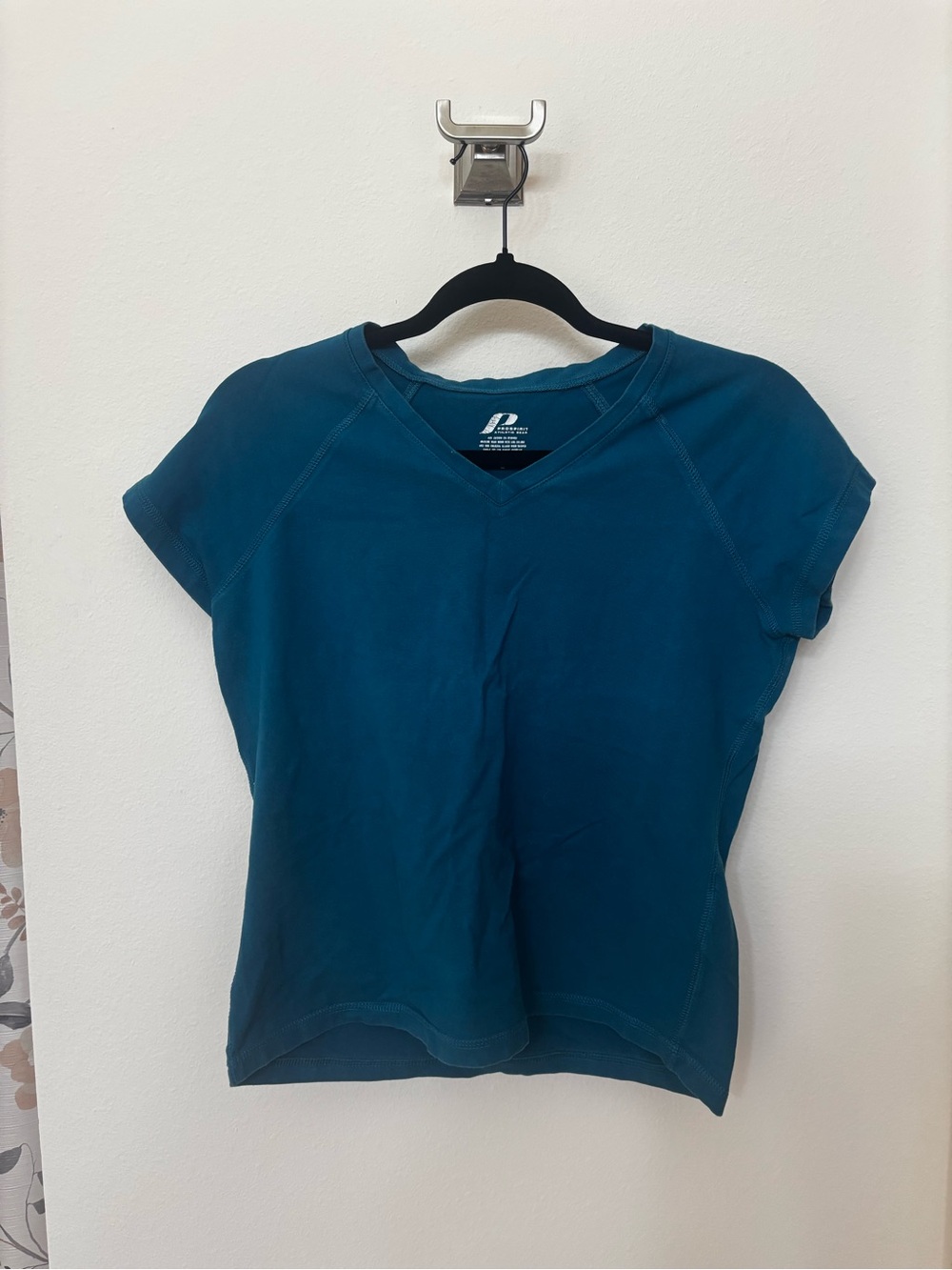 Prospirit Deep Teal V-Neck Short Sleeve Tee 95% cotton